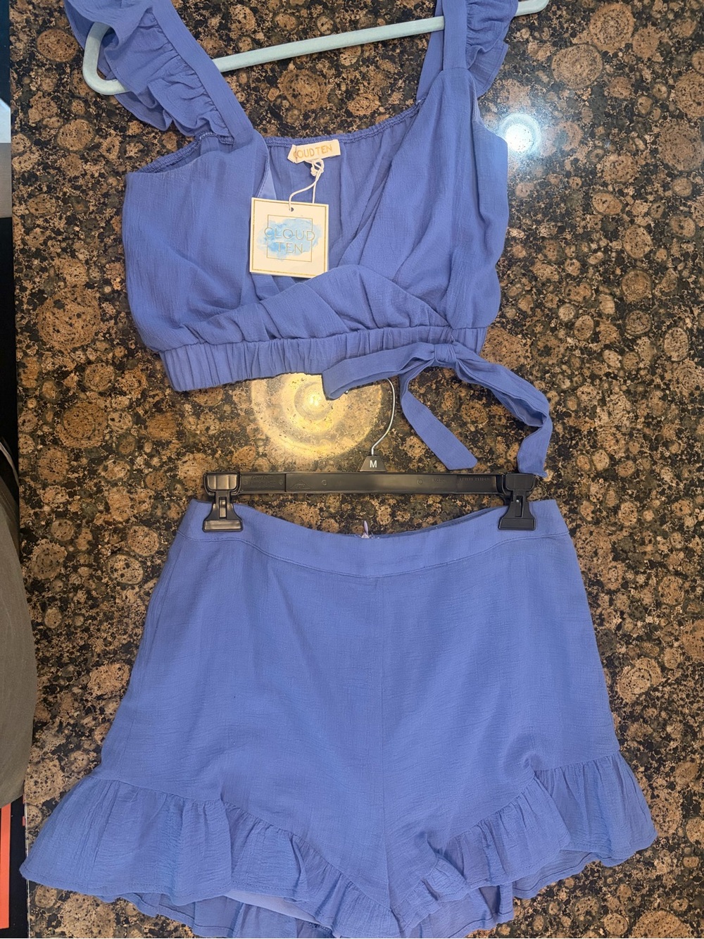 Cloud Ten Periwinkle Blue Two-Piece Ruffle Shorts Set | NWT | Size M